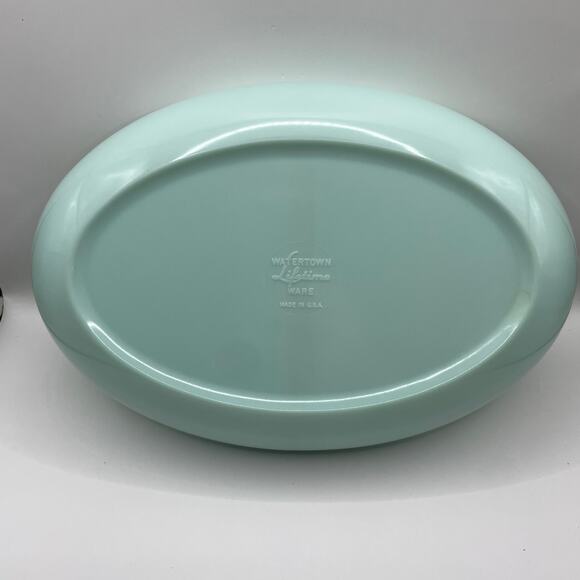Vintage MCM Watertown Lifetime Ware Melamine Divided Mint Green Serving Bowl - Picture 7 of 10